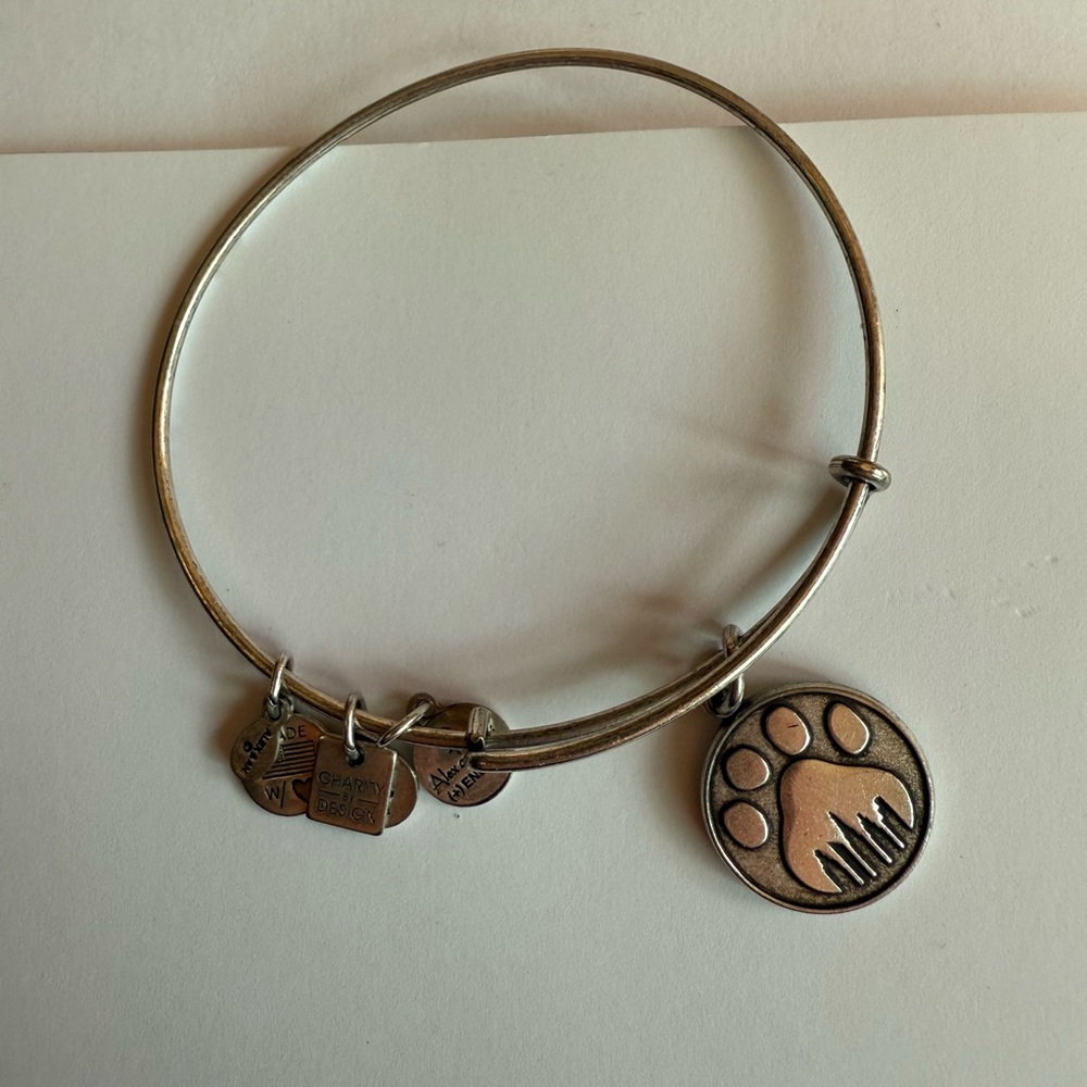 Alex and Ani Silver Paw Print Bracelet Silver